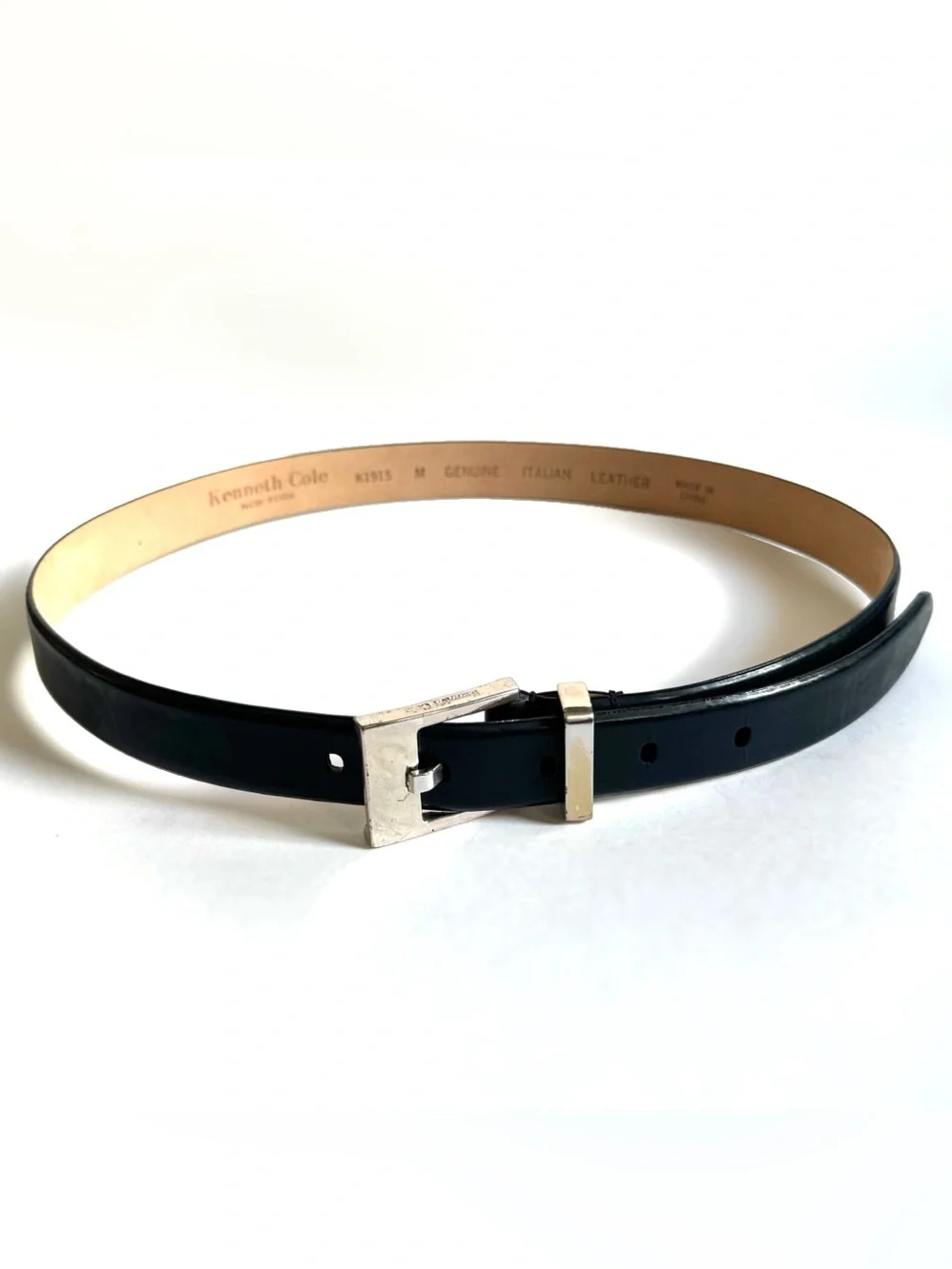 Vintage Kenneth Cole Navy Blue Glove Italian Leather Belt Women's M Classic Prep